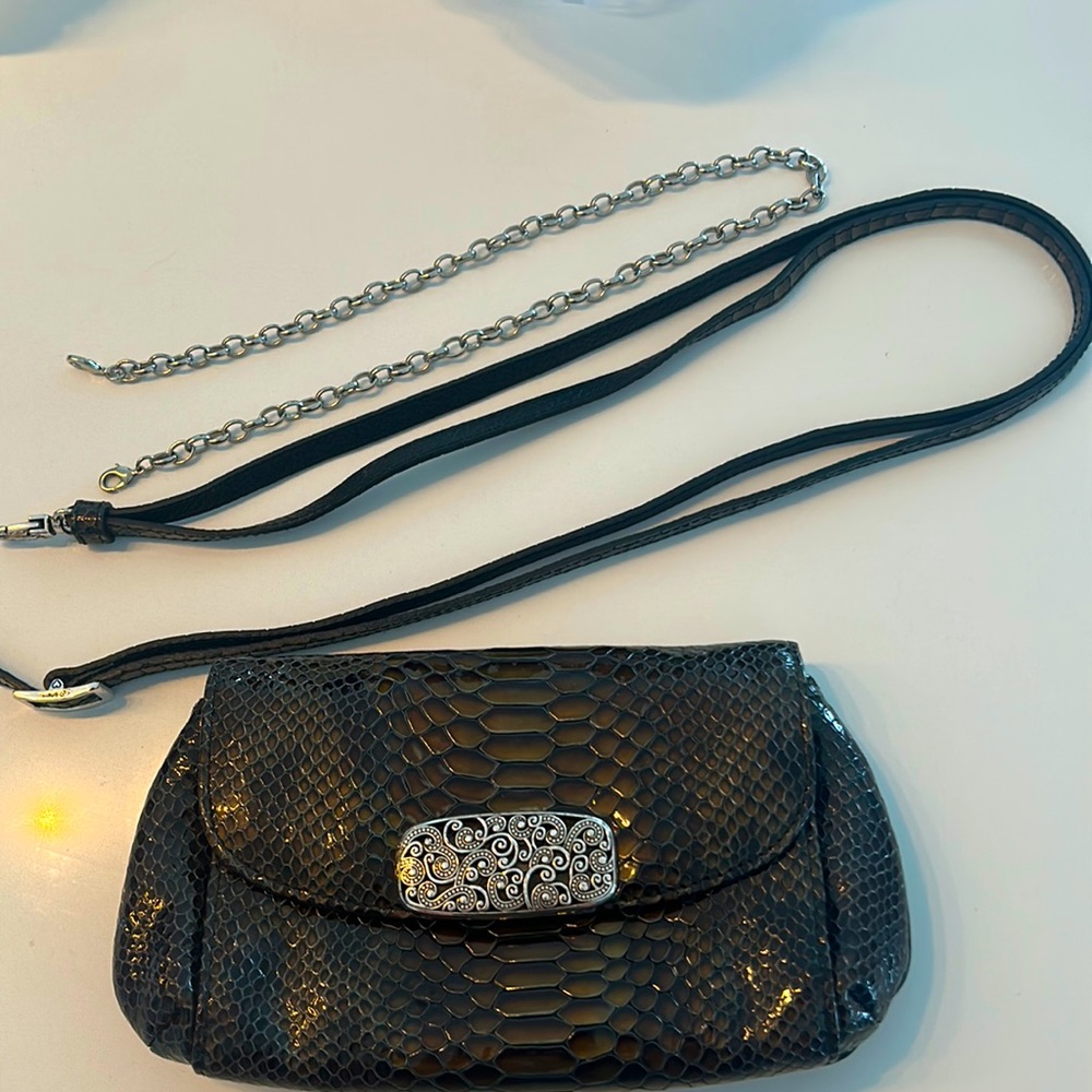 Brighton Snake Print Chain and Crossbody strap handbag